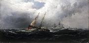 James Hamilton After a Gale Wreckers oil painting on canvas